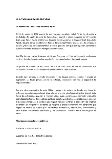 dictadura militar impacto y definicion revelados