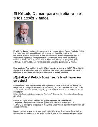 MÉTODO GLENN DOMAN: ¡ENSEÑA A LEER ANTES DE 3 AÑOS! 2 metodo glenn doman ensena a leer antes de 3 anos