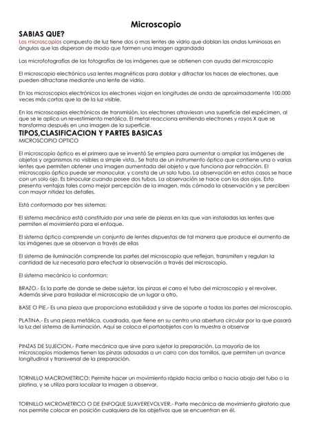 MICROSCOPIO: DESCUBRE sus PARTES y USOS INCREÍBLES 2 microscopio descubre sus partes y usos increibles